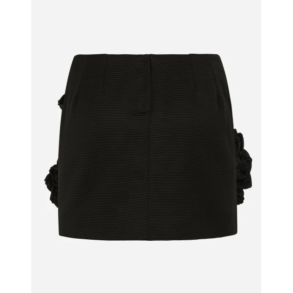 Dolce & Gabbana Short Ottoman skirt with floral appliqué, view 2