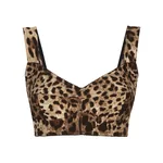 Dolce & Gabbana Short bustier top in charmeuse with leopard print