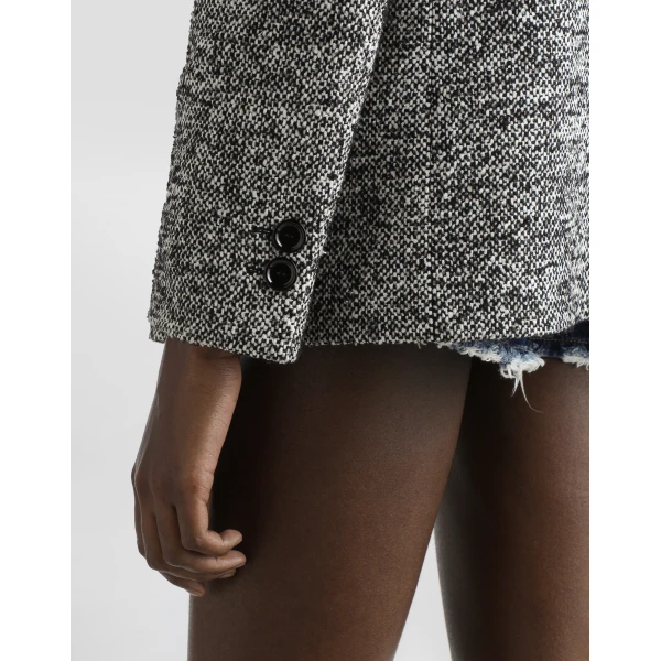Dolce & Gabbana Short double-breasted coat in dotted wool blend, view 5