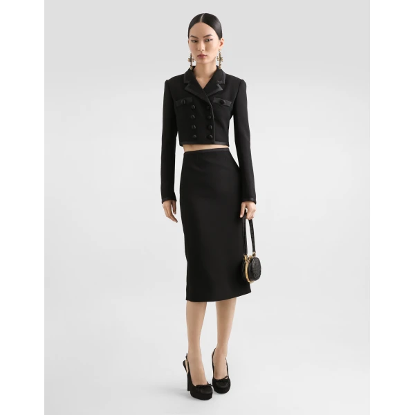 Dolce & Gabbana Short double-breasted wool crepe jacket, view 2