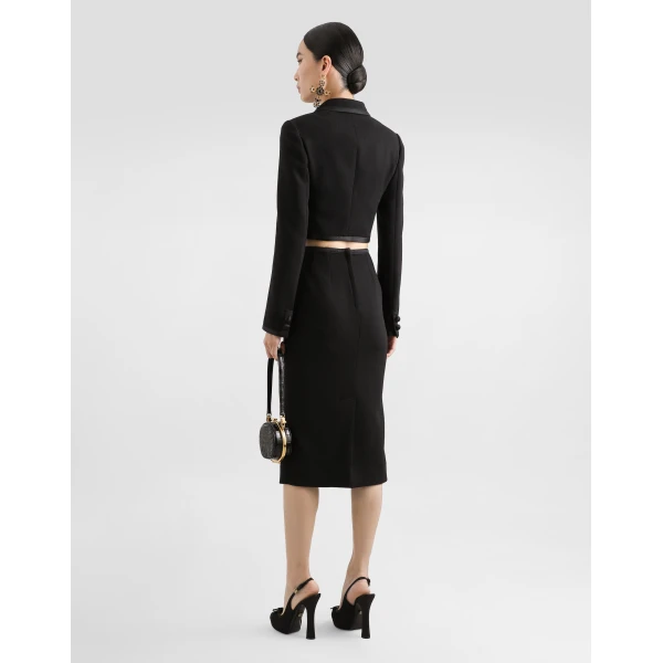 Dolce & Gabbana Short double-breasted wool crepe jacket, view 3