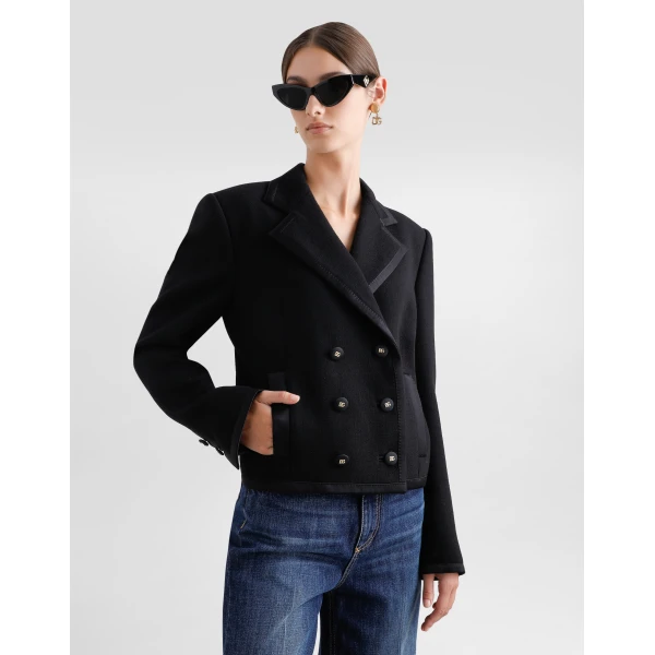 Dolce & Gabbana Short double-breasted wool crepe jacket, view 4