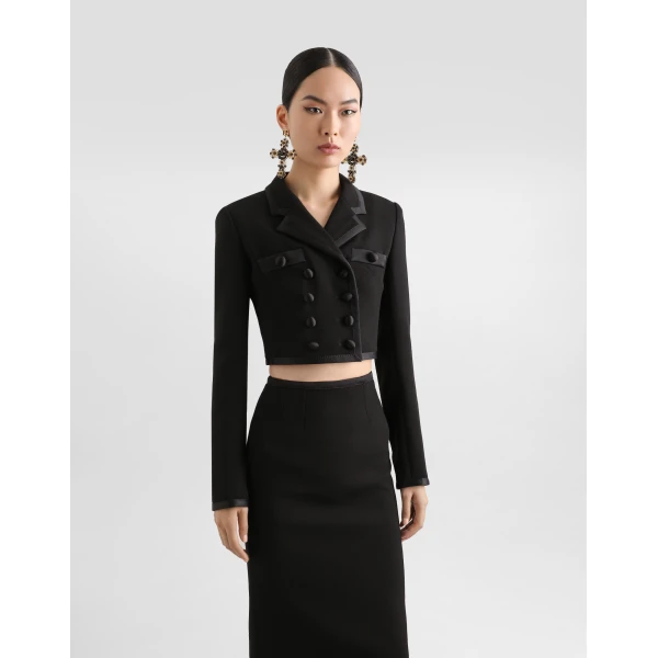 Dolce & Gabbana Short double-breasted wool crepe jacket, view 4