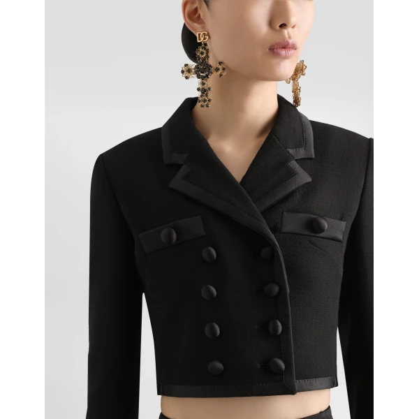 Dolce & Gabbana Short double-breasted wool crepe jacket, view 5