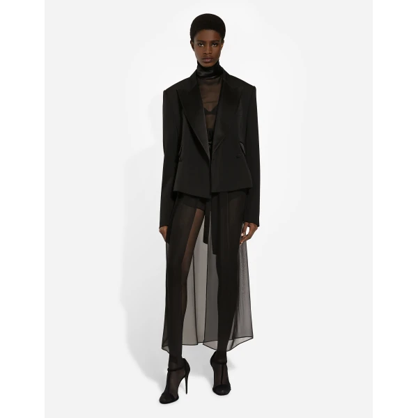 Dolce & Gabbana Short double-breasted wool gabardine tuxedo jacket, view 3