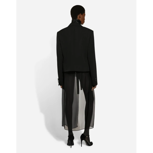 Dolce & Gabbana Short double-breasted wool gabardine tuxedo jacket, view 4