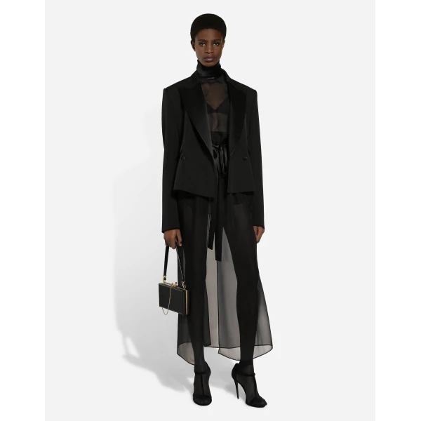 Dolce & Gabbana Short double-breasted wool gabardine tuxedo jacket, view 6