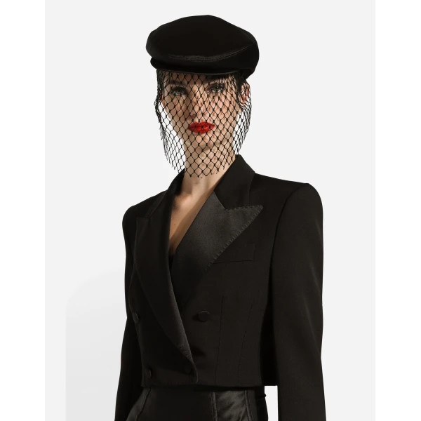 Dolce & Gabbana Short double-breasted wool gabardine tuxedo jacket, view 6