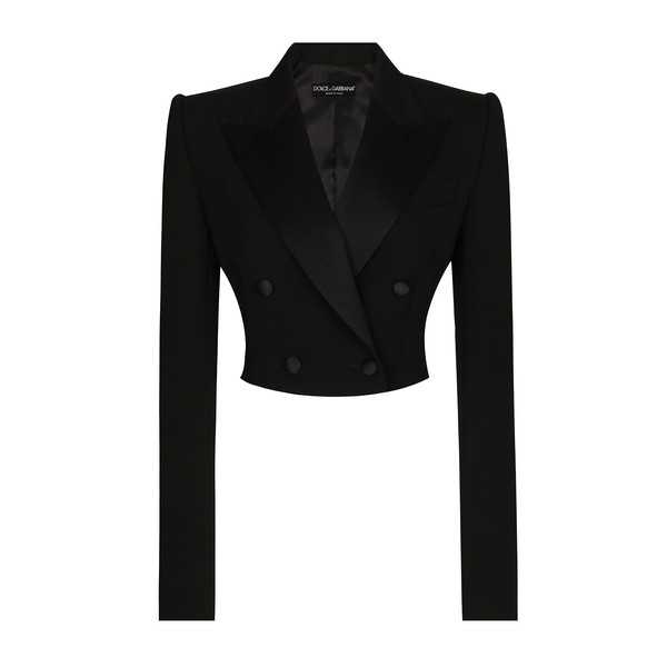 Dolce & Gabbana Short double-breasted wool gabardine tuxedo jacket