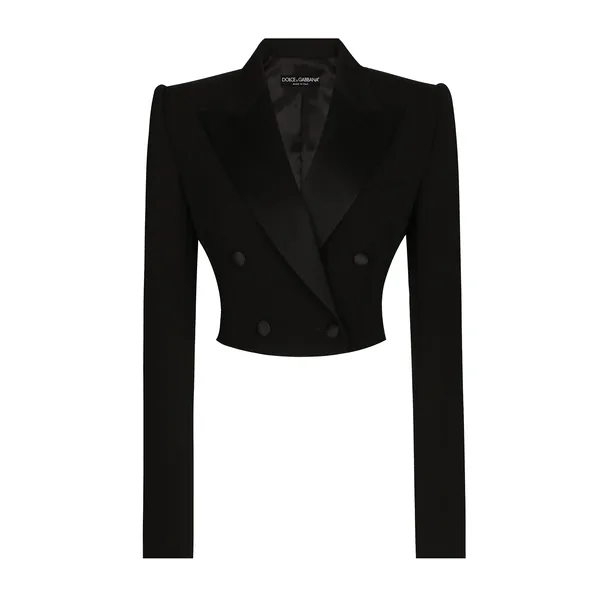 Dolce & Gabbana Short double-breasted wool gabardine tuxedo jacket