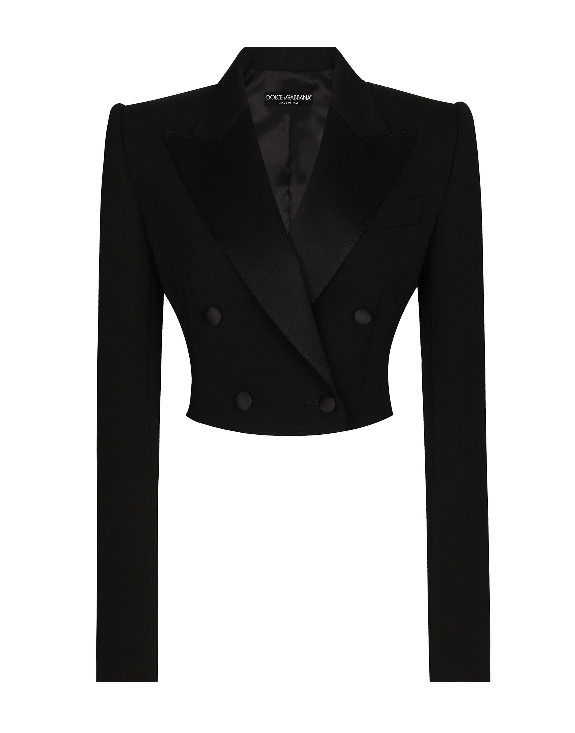 Dolce & Gabbana Short double-breasted wool gabardine tuxedo jacket