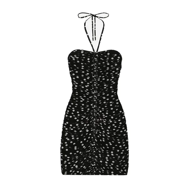 Dolce & Gabbana Short draped tulle dress with polka-dot print