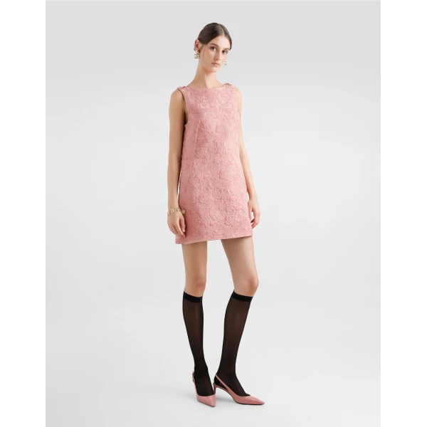 Dolce & Gabbana Short floral quilted jacquard sack dress, view 2