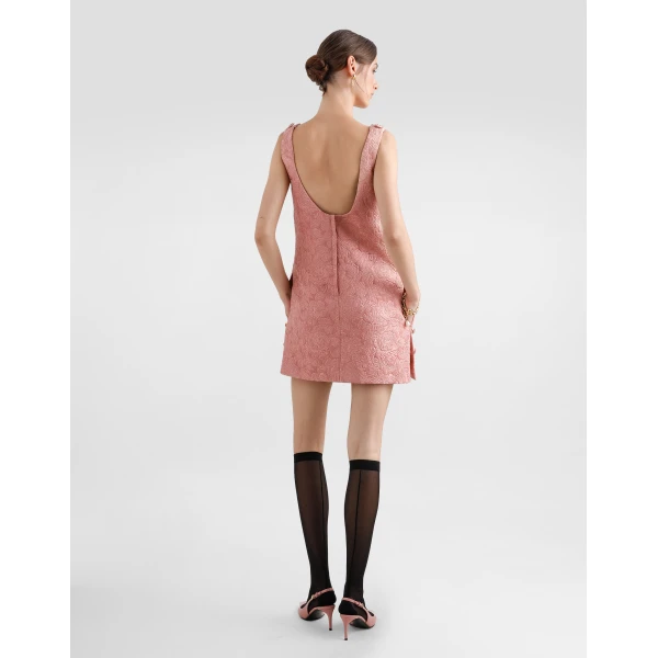 Dolce & Gabbana Short floral quilted jacquard sack dress, view 3