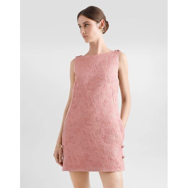 Dolce & Gabbana Short floral quilted jacquard sack dress, view 4