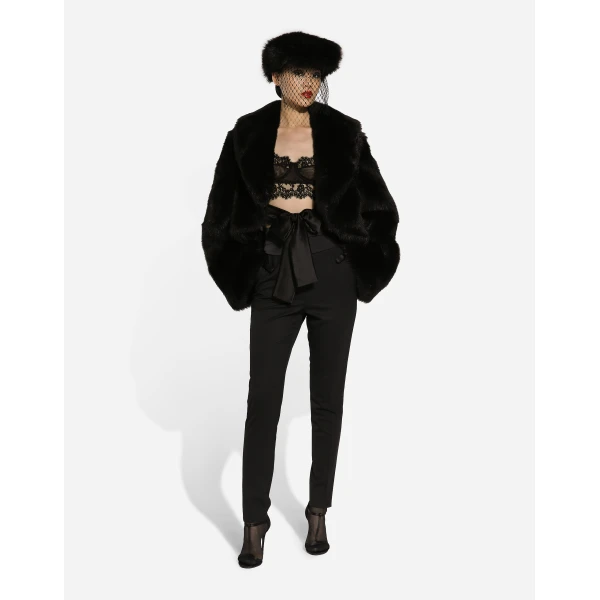 Dolce & Gabbana Short lambskin jacket with belt, view 3