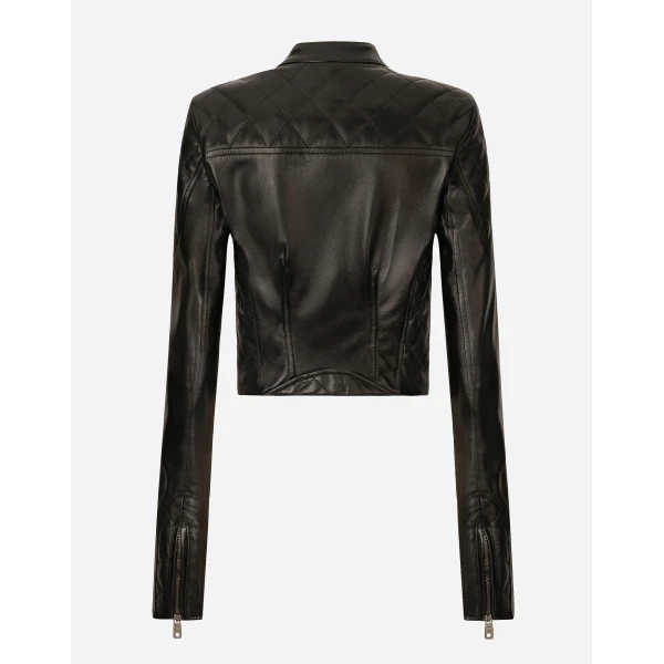 Dolce & Gabbana Short leather biker jacket, view 2