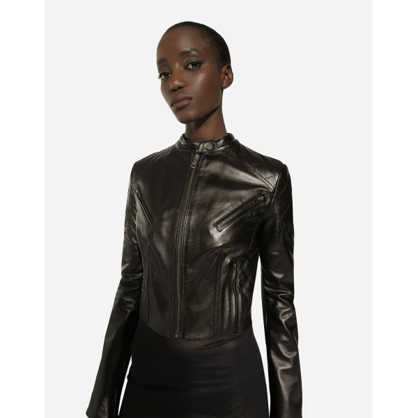 Dolce & Gabbana Short leather biker jacket, view 5