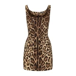 Dolce & Gabbana Short leopard-print charmeuse dress
