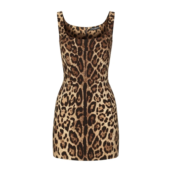 Dolce & Gabbana Short leopard-print charmeuse dress