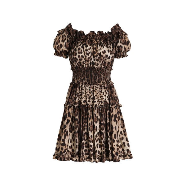 Dolce & Gabbana Short leopard-print poplin dress