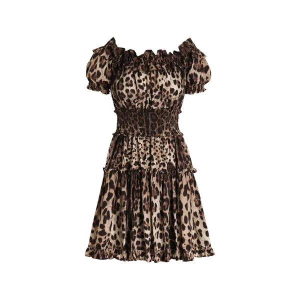 Dolce & Gabbana Short leopard-print poplin dress