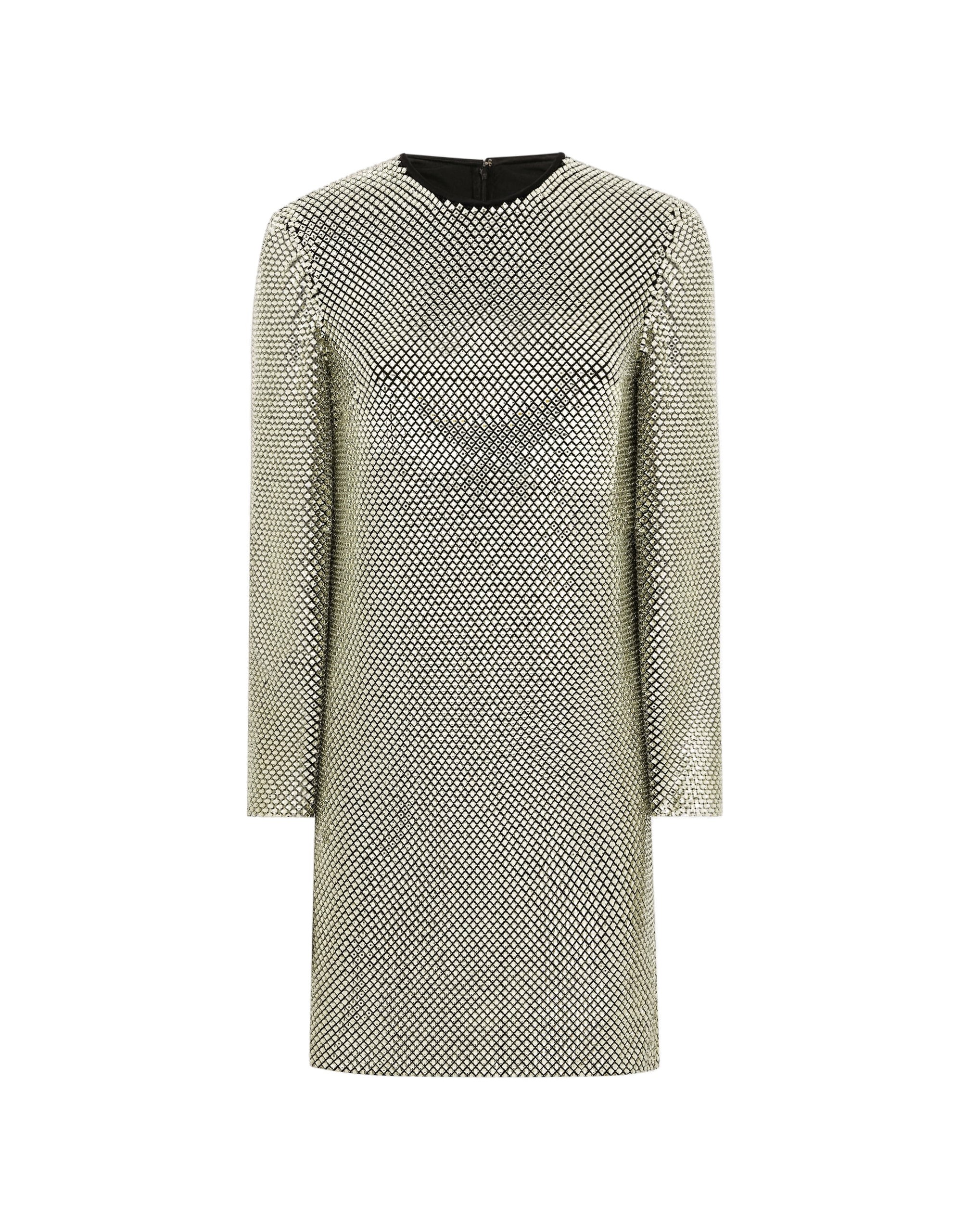 Dolce & Gabbana Short long-sleeved dress in crystal mesh