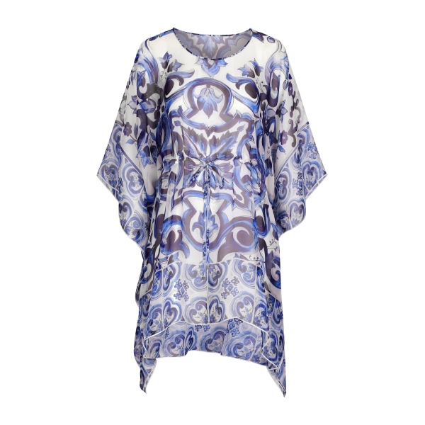 Dolce & Gabbana Short majolica-print chiffon caftan