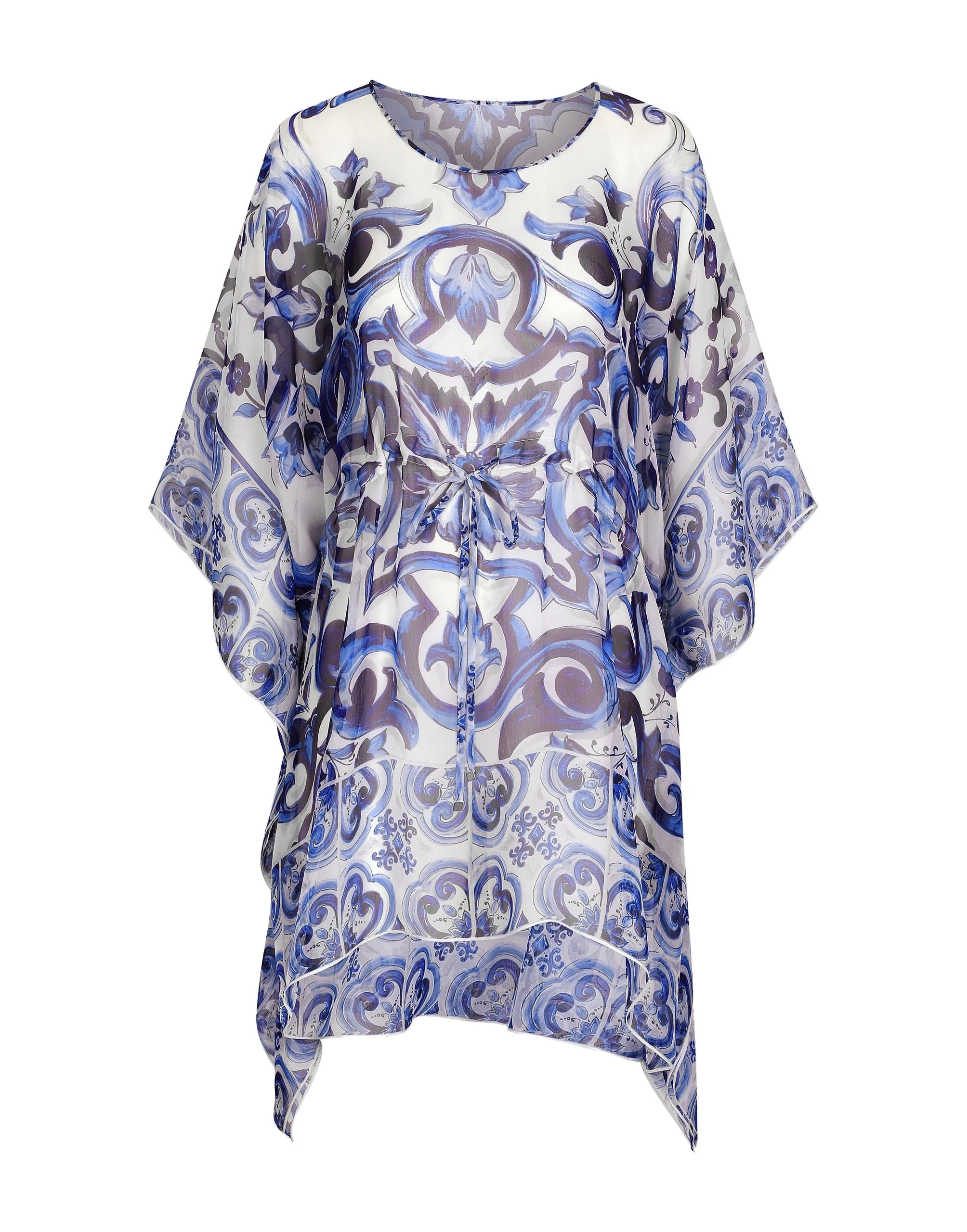 Dolce & Gabbana Short majolica-print chiffon caftan