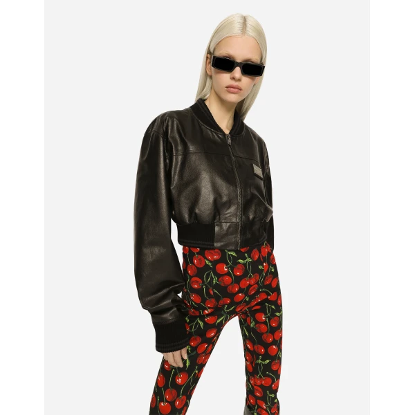 Dolce & Gabbana Short nappa leather bomber jacket with Dolce&Gabbana tag, view 4