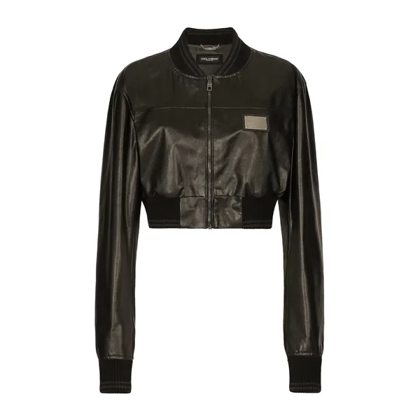 Short nappa leather bomber jacket with Dolce&Gabbana tag
