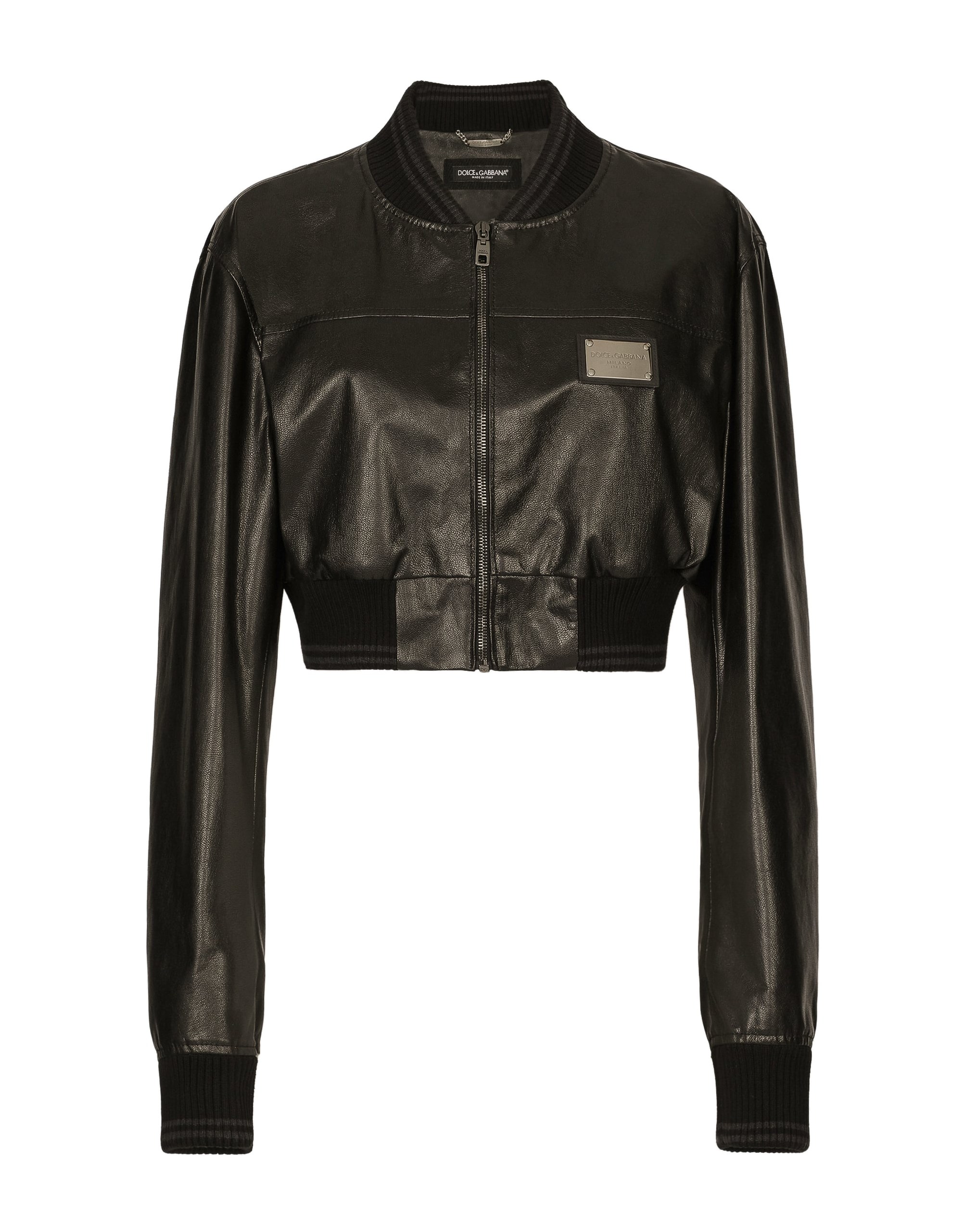 Dolce & Gabbana Short nappa leather bomber jacket with Dolce&Gabbana tag