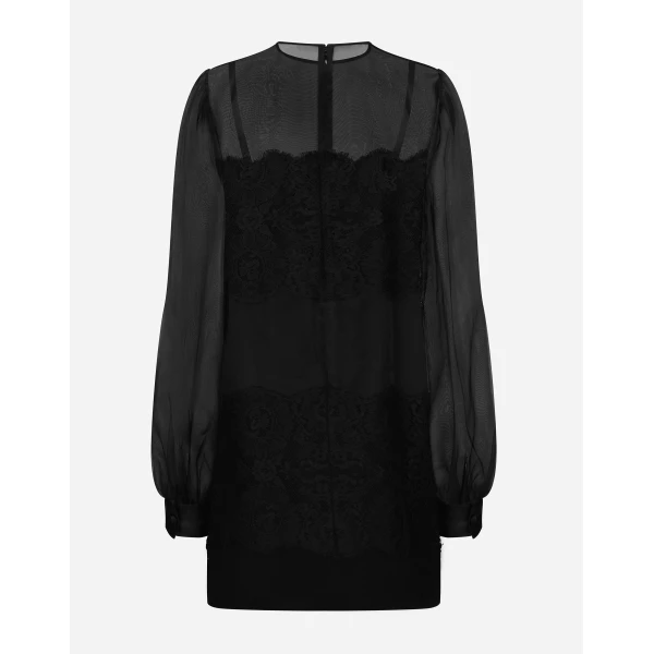 Dolce & Gabbana Short organza dress with lace inlay, view 2