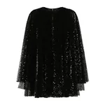 Dolce & Gabbana Short pleated dress with full sequined sleeves