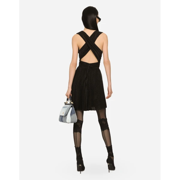 Dolce & Gabbana Short pleated lurex mesh dress, view 3