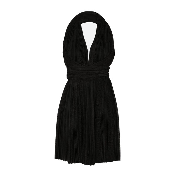 Dolce & Gabbana Short pleated lurex mesh dress