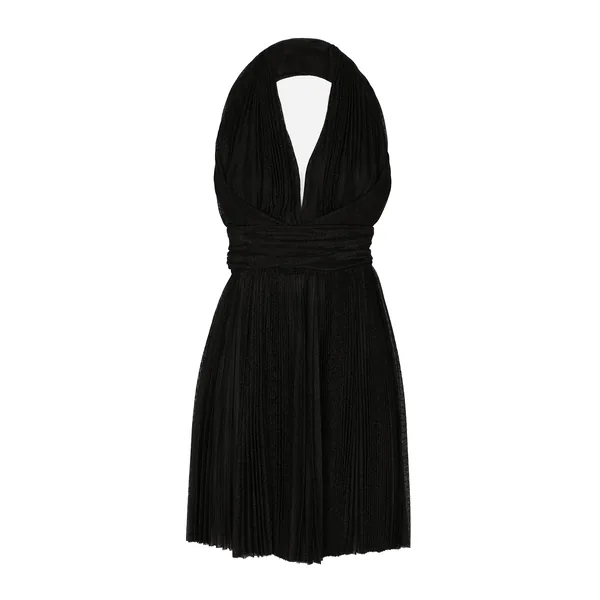 Dolce & Gabbana Short pleated lurex mesh dress