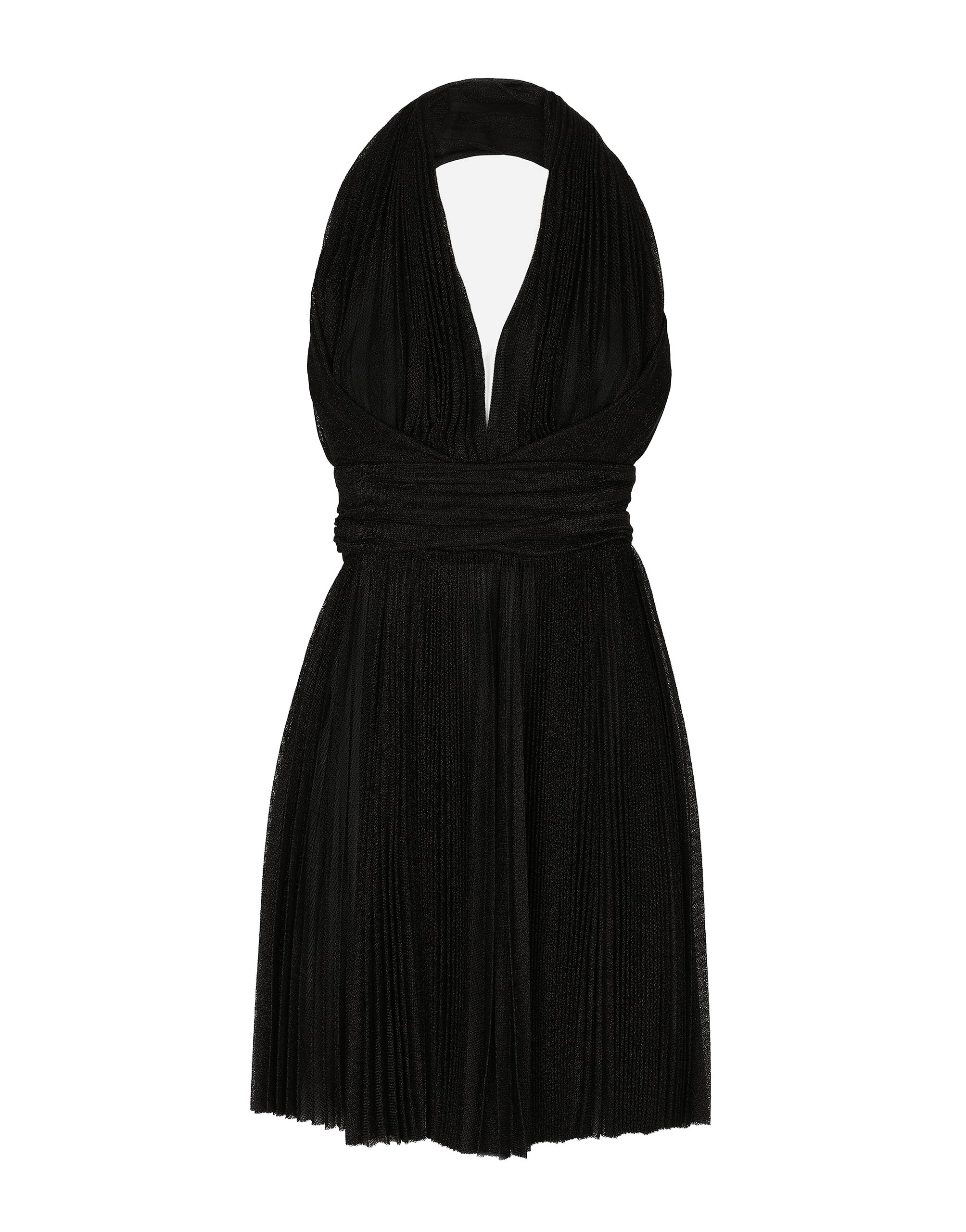 Dolce & Gabbana Short pleated lurex mesh dress