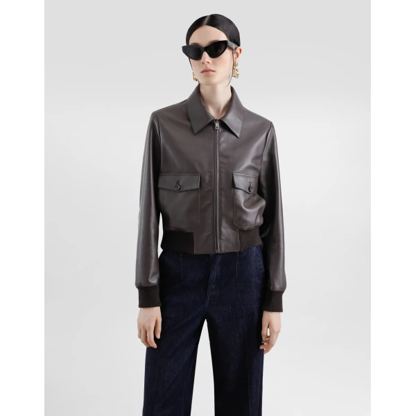 Dolce & Gabbana Short plongé nappa leather jacket, view 4