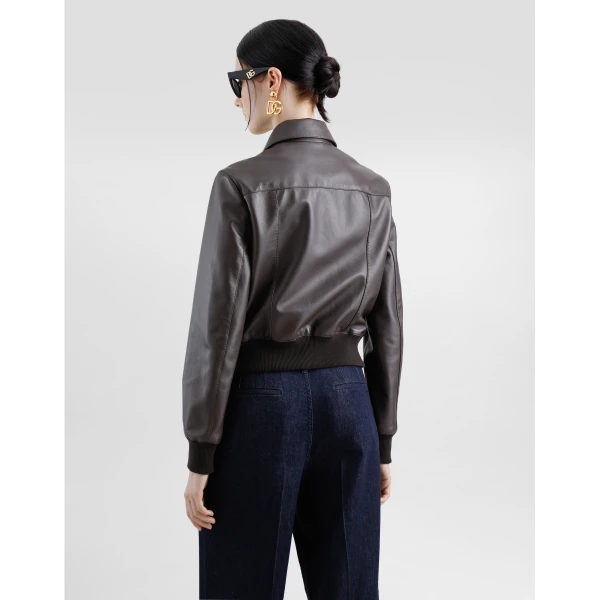 Dolce & Gabbana Short plongé nappa leather jacket, view 6