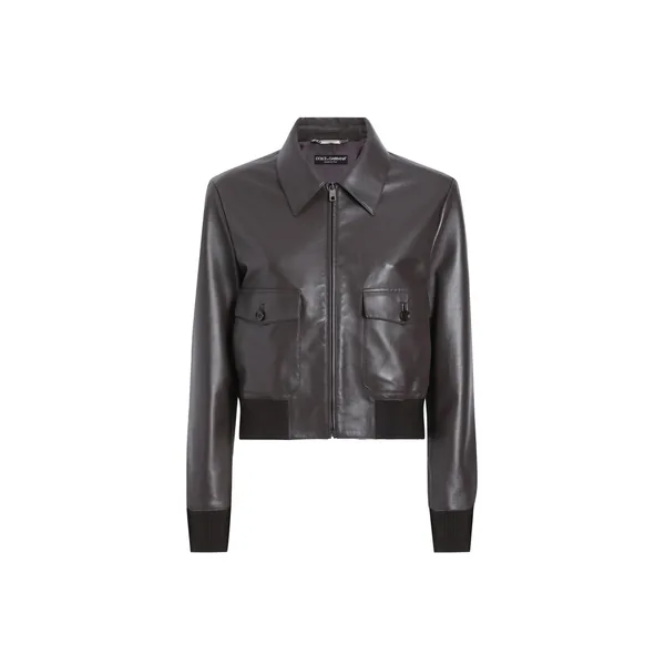 Short plongé nappa leather jacket