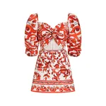 Dolce & Gabbana Short poplin dress in majolica-print poplin