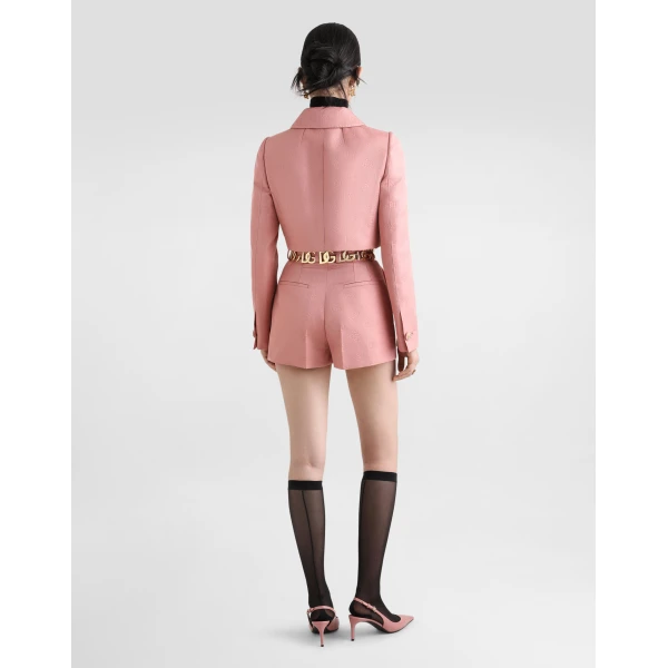 Dolce & Gabbana Short quilted jacquard jacket with all-over DG logo, view 3