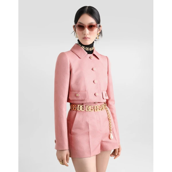 Dolce & Gabbana Short quilted jacquard jacket with all-over DG logo, view 4