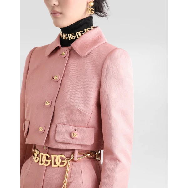 Dolce & Gabbana Short quilted jacquard jacket with all-over DG logo, view 5