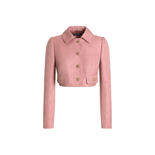 Dolce & Gabbana Short quilted jacquard jacket with all-over DG logo
