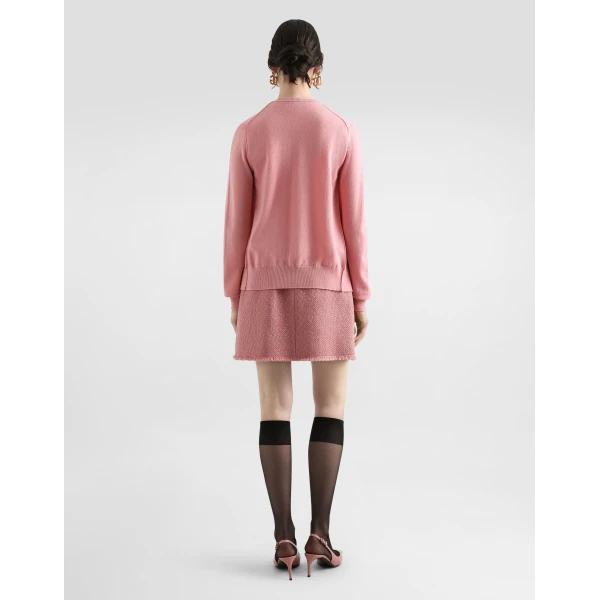 Dolce & Gabbana Short raschel tweed skirt with decorative DG logo buttons, view 3