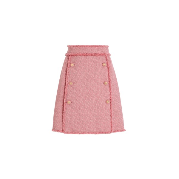 Dolce & Gabbana Short raschel tweed skirt with decorative DG logo buttons