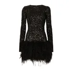 Dolce & Gabbana Short sequined dress with feather trim