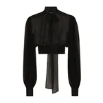 Dolce & Gabbana Short silk chiffon pussy-bow blouse